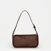 Cartera al hombro Leaf en efecto cuero gamuza Chocolate