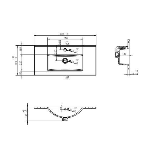 Bacha En Ceramica Para Mueble Baño - 81X39.5X17 BLANCO