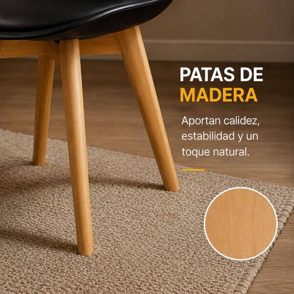 Silla Comedor ComboHome Tulip Eames Pack X2 Negro 1