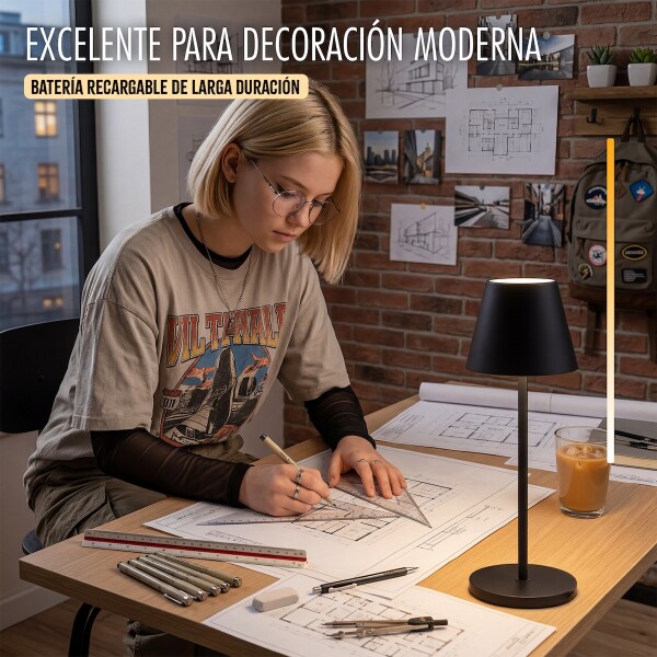 Lampara Escritorio Mesa Velador Led Recargable Inalambrica IMBACK Color Negro Lampara Escritorio Mesa Velador Led Recargable Inalambrica IMBACK Color Negro