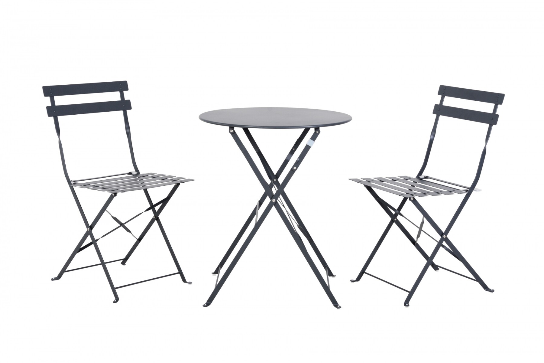 Set De Jardín Mesa Plegable + 2 Sillas - Gris Oscuro 