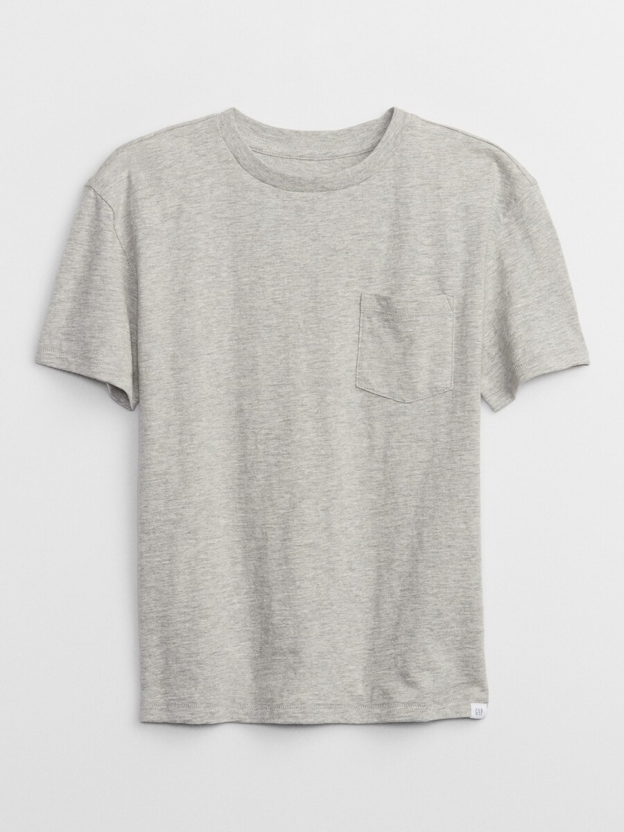 Remera Con Bolsillo Niño - Light Heather Grey B08 