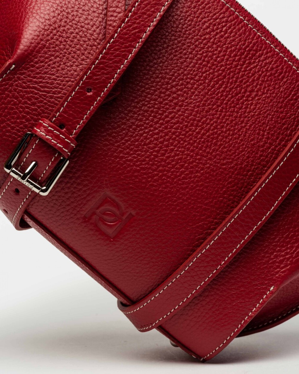 Bandolera Sauvage en cuero graneado Rojo