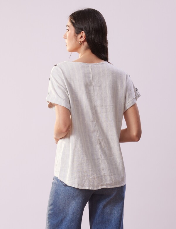 Blusa Lino Botones MULTI/CRUDO