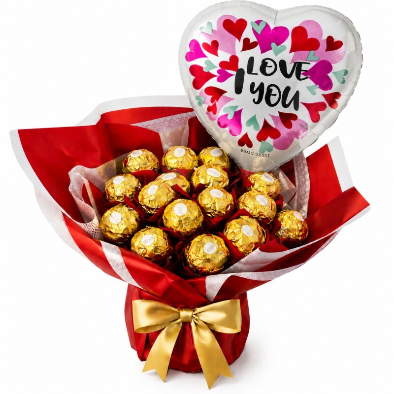 Bouquet de Ferrero Rocher Rojo 15 bombones