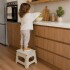 Banqueta Banco Plegable Escalera Plastico Reforzado 27 Cm Beige