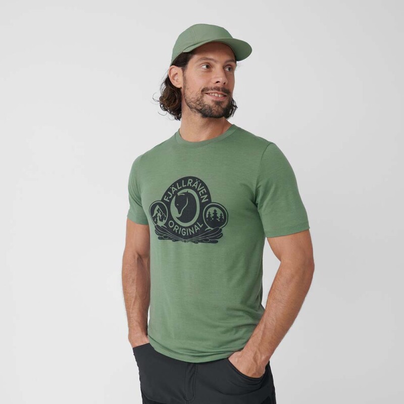 Polo Fjallraven Abisko Wool Classic SS M Hombre Dark Navy
