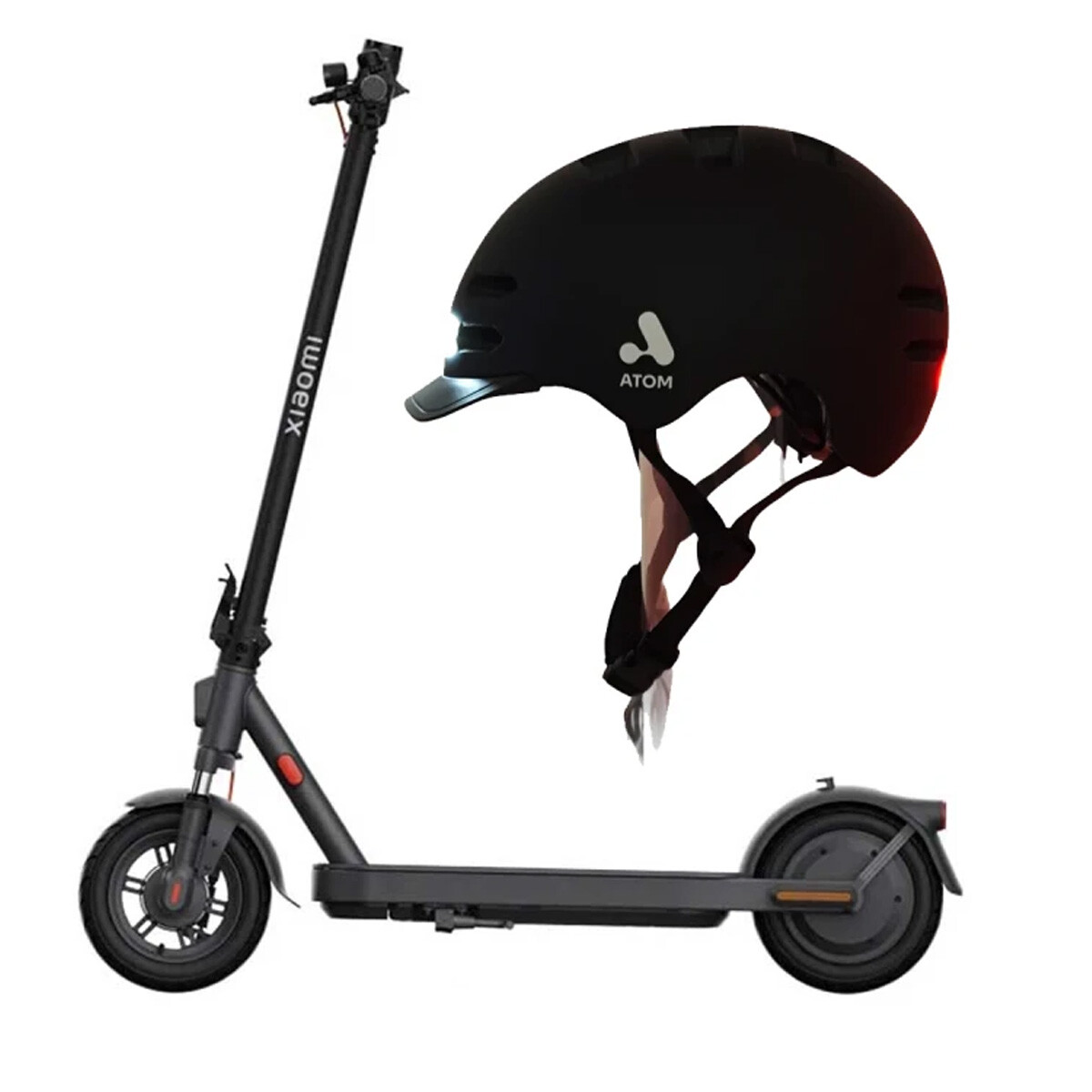 Combo Monopatín Xiaomi Electric Elite y Casco Atom con Luz 