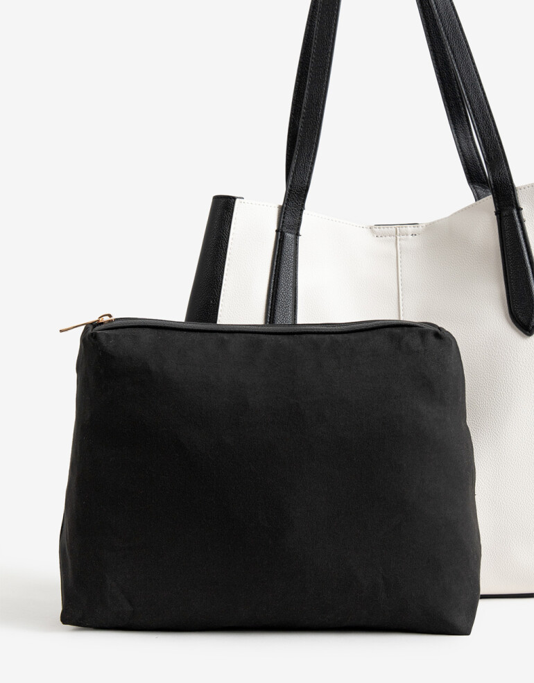 Shopper Shopper Con Doble Asa Corta De Hombro - Combinacion Bicolor