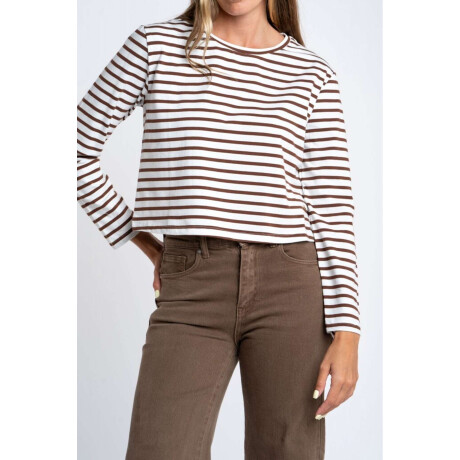 Remera Algodonn Elastano Rayada Chocolate