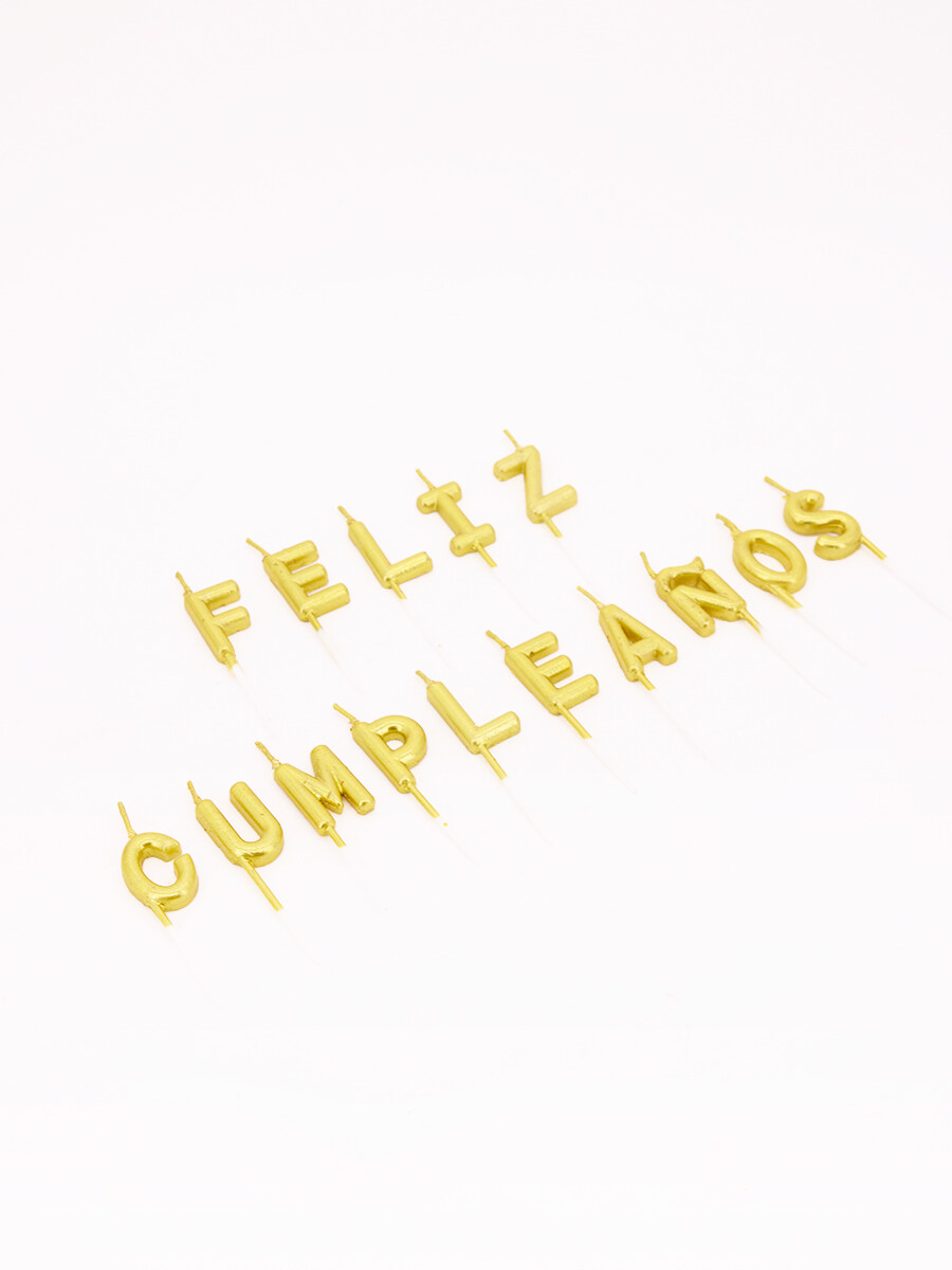 VELAS FELIZ CUMPLEAÑOS LETRAS GOLD - DORADO 