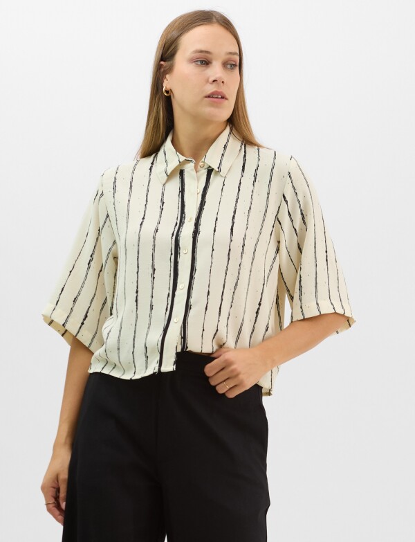 Camisa Estampada De Rayas Irregulares CRUDO