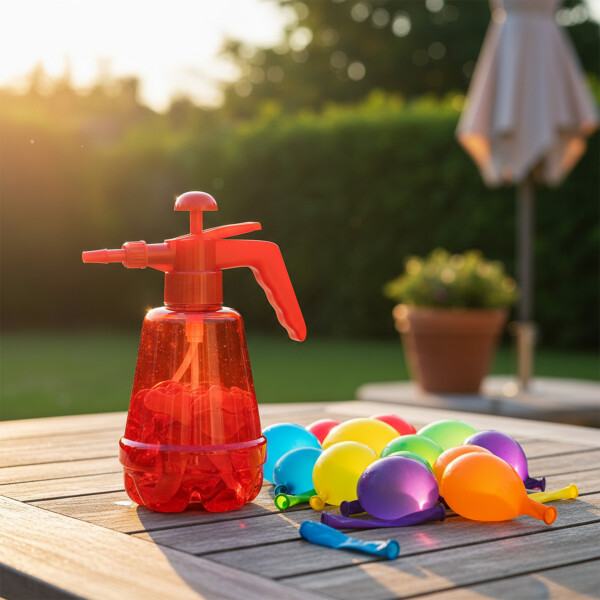 Bombitas De Agua 300 Unidades + Botella De Recarga Color Rojo