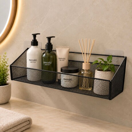 Estante Organizador Metálico Multiuso de Pared con Ventosa- NEGRO Estante Organizador Metálico Multiuso de Pared con Ventosa- NEGRO