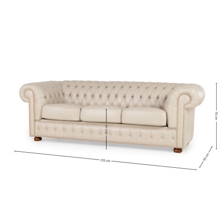 Sofá Chesterfield Novo - Cuero Advanced - 3 cuerpos Sand - (Preventa)