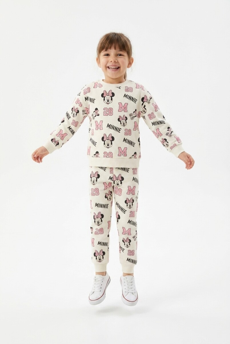 Conjunto m/l largo full print niña MINNIE - Blanco 