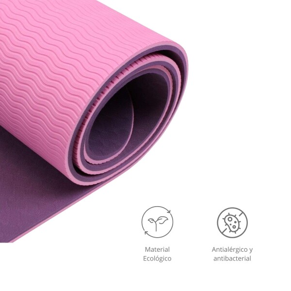 Colchoneta Mat Tpe 6 Mm Doble Color Rosa Yoga Pilates con Correa Colchoneta Mat Tpe 6 Mm Doble Color Rosa Yoga Pilates con Correa