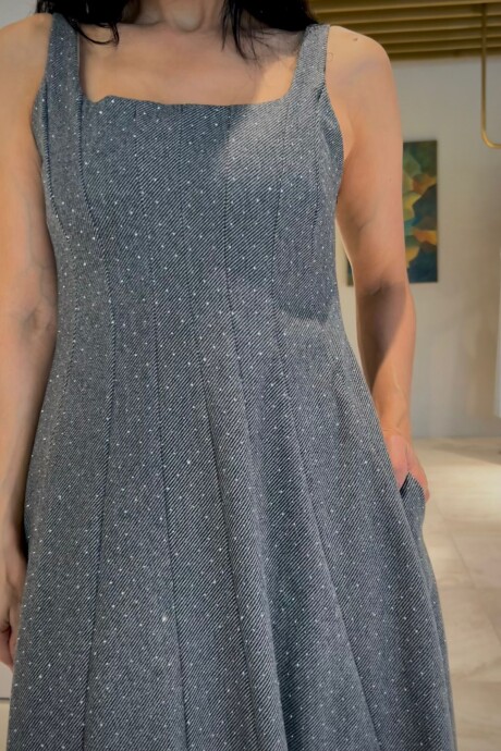 Vestido de paño con brillo Amadea Gris