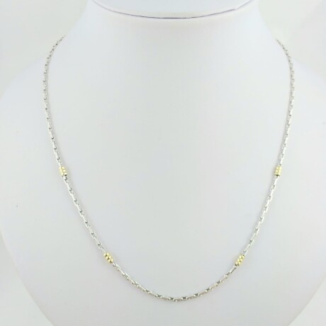 Cadena de plata 925 con detalles de double en oro 18 Ktes, 45 cm. Cadena de plata 925 con detalles de double en oro 18 Ktes, 45 cm.