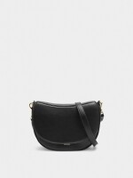 Bolso Bandolera Ovalado Con Solapa negro