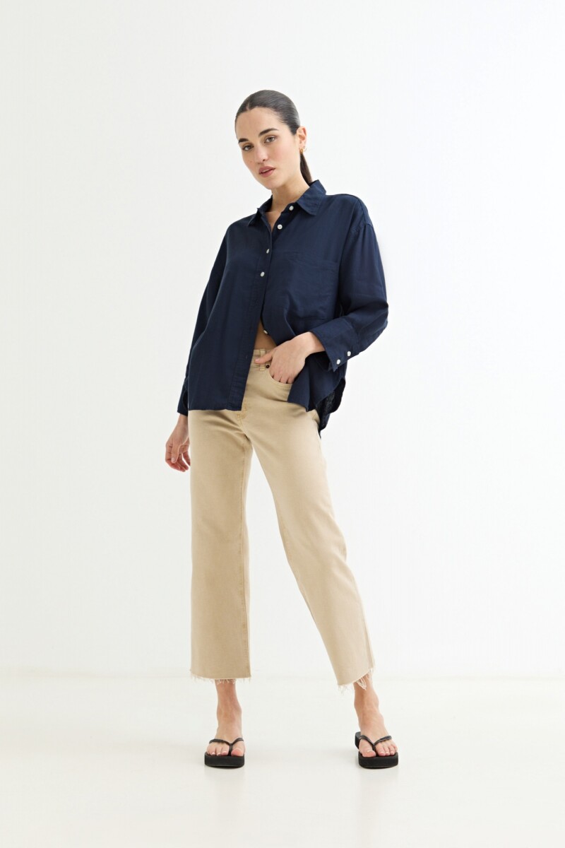 Camisa lisa rustica AZUL OSCURO