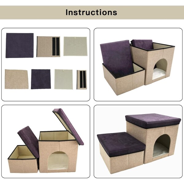 Cama Cucha Escalera Mascotas 2 Escalones Plegables Multiuso Cama Cucha Escalera Mascotas 2 Escalones Plegables Multiuso