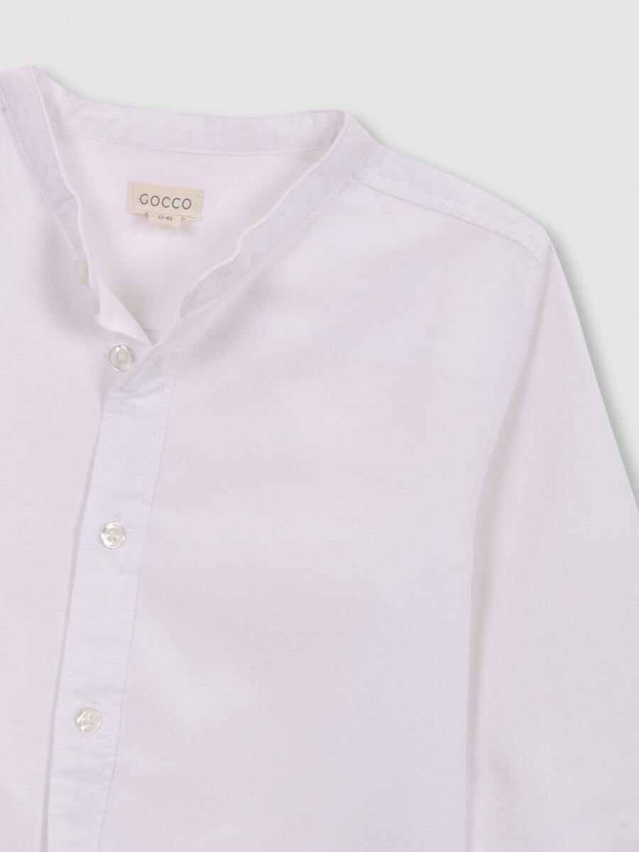 Camisa Blanca Oxford Cuello Mao Blanco