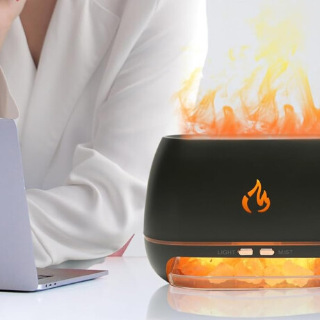 Difusor Vaporizador De Aroma con piedras de sal del himalaya Negro