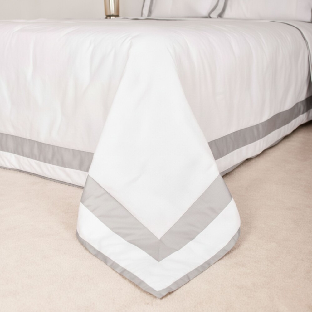 Acolchado 2 Plazas 250x250 Finezza 400 hilos - Pilar Blanco y Gris