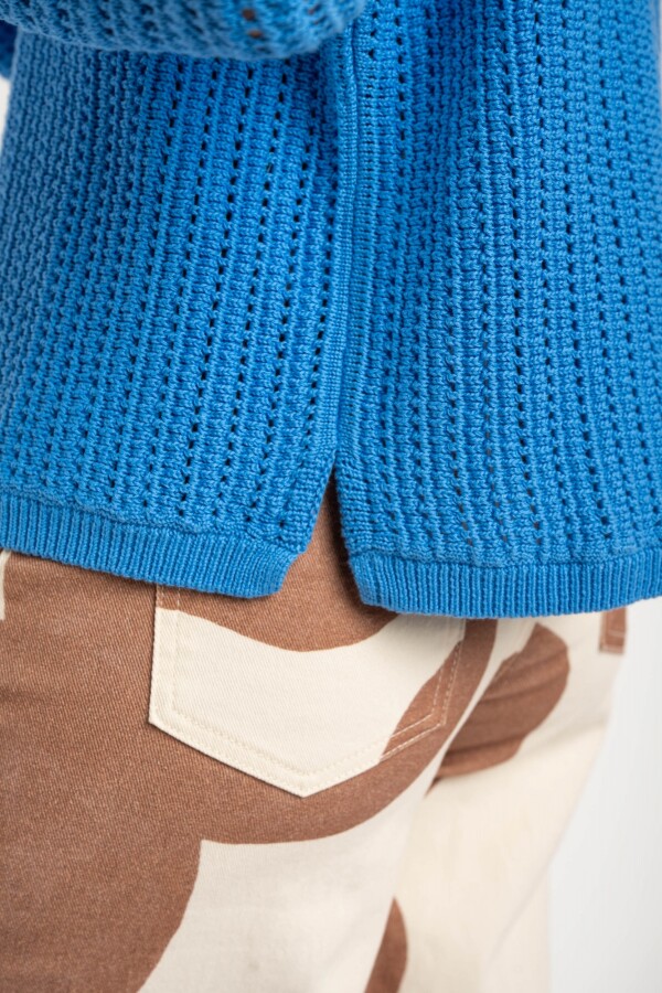 Sweater Texturado Lurex Azul