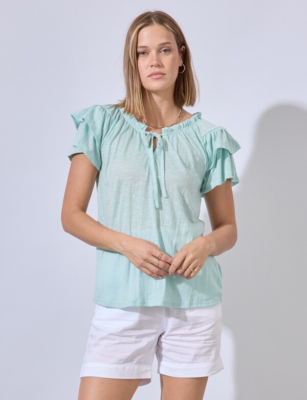 Blusa Frunces VERDE AGUA