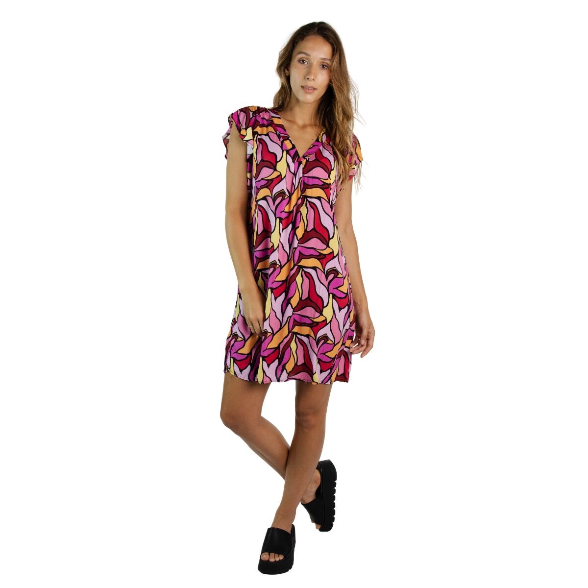 VESTIDO S-XXL - ROSA ABSTR 