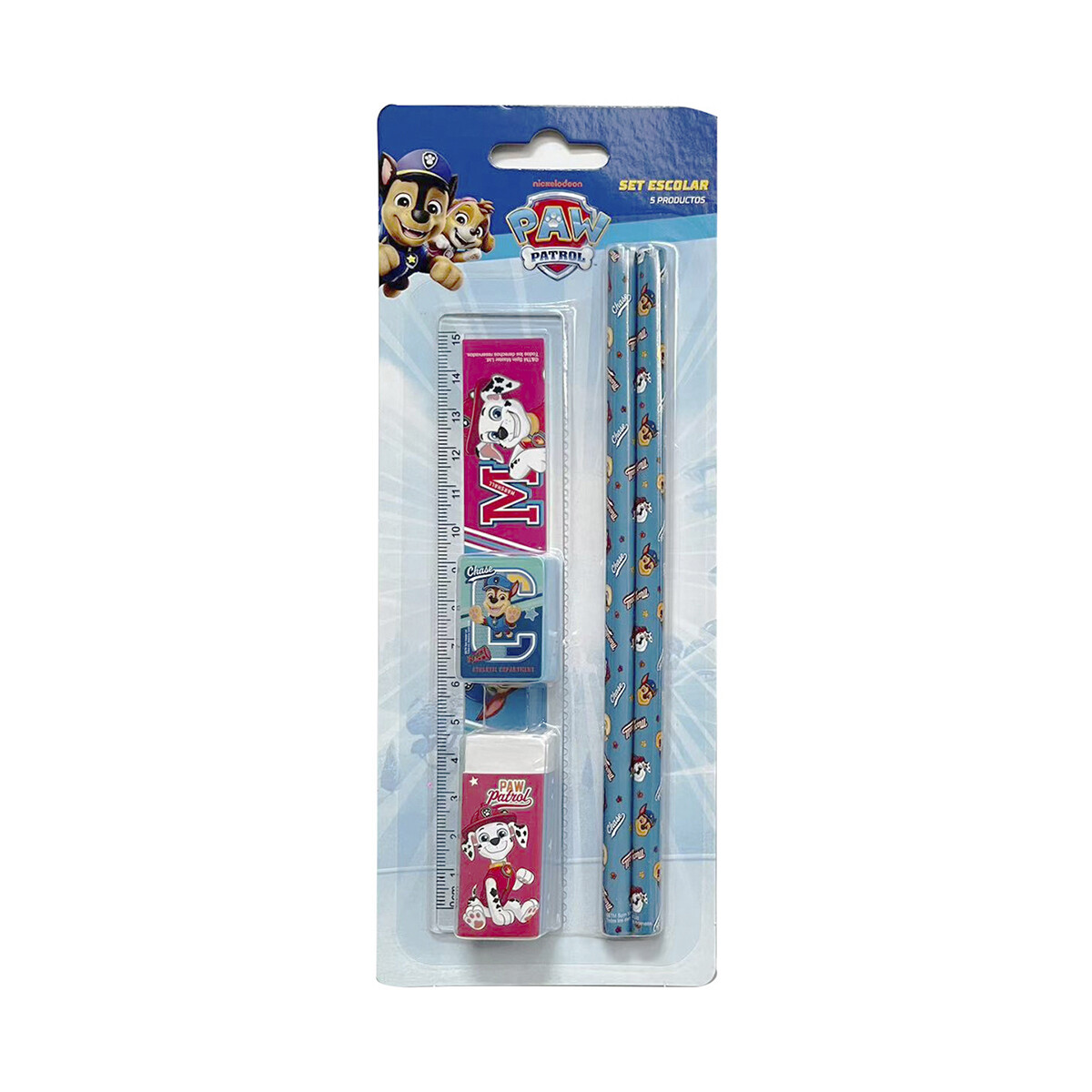Set x 5 Útiles Escolares Paw Patrol - CELESTE 