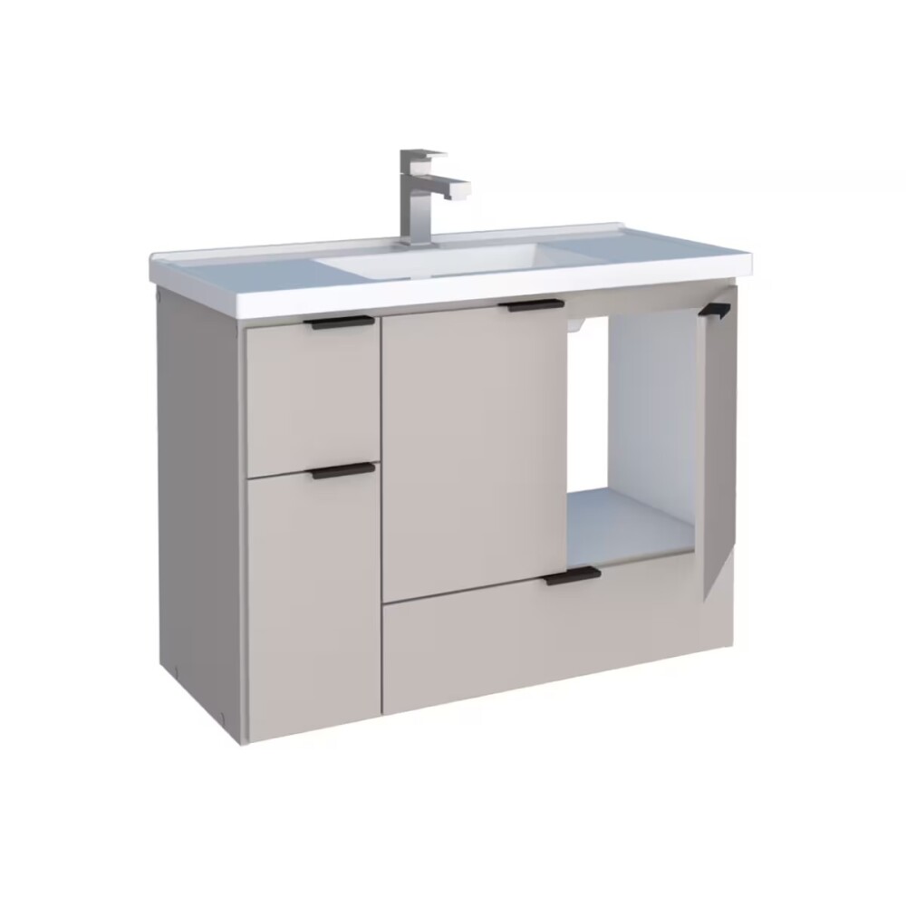 Mueble de baño suspendido Orquidea Beige 80 cm con bacha de resina Mueble De Baño Suspendido Orquidea Beige 80 Cm Con Bacha De Resina