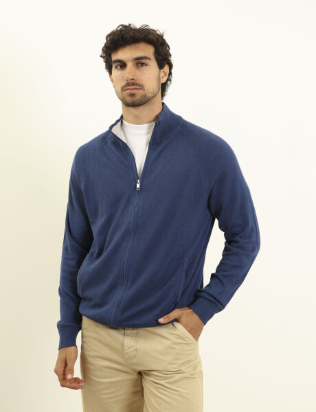 470452 CARDIGAN HARRINGTON LABEL Azul Piedra Melange