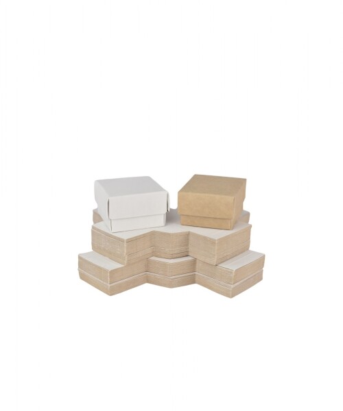 Pack x 50 - caja eco 01 4x4x2,5 cm REVERSIBLE BLANCO - MADERA