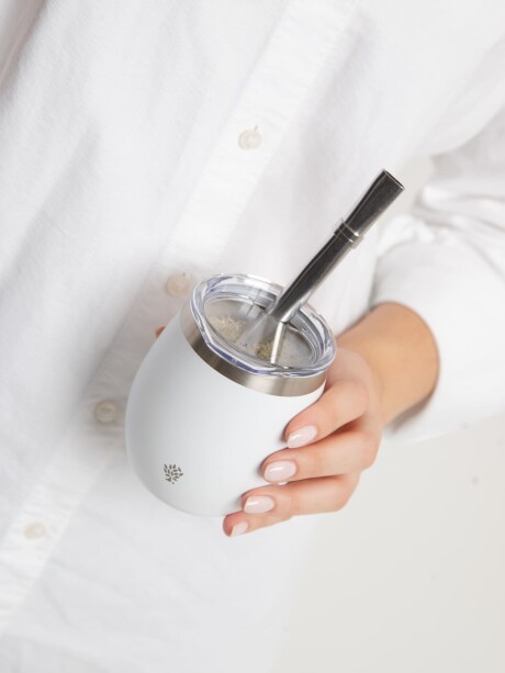 Mate Acero Inox. con Tapa Blanco