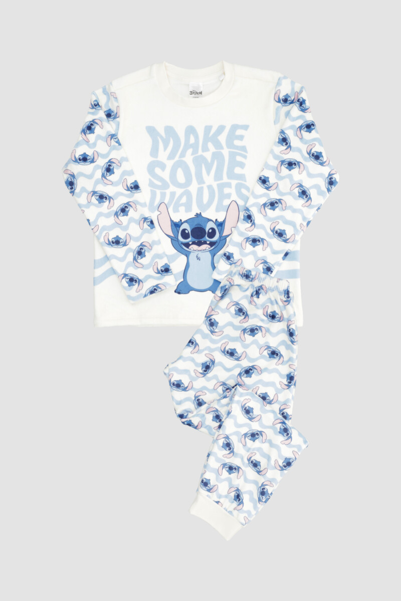 Pijama infantil stitch con manga larga pantalon Celeste