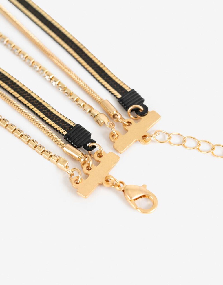 Collares Cortos Color Collares Cortos Black - Dorado