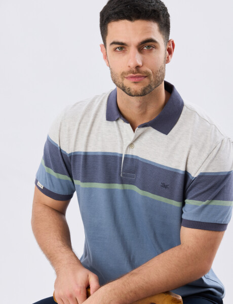 REMERA POLO RAYADA JERSEY Gris