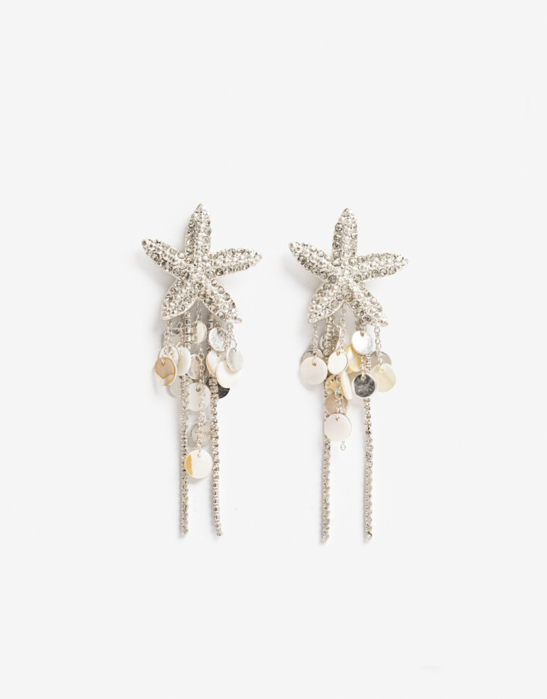 Aros Colgantes Largos Strass Aros Largos Maritimo - Cristal