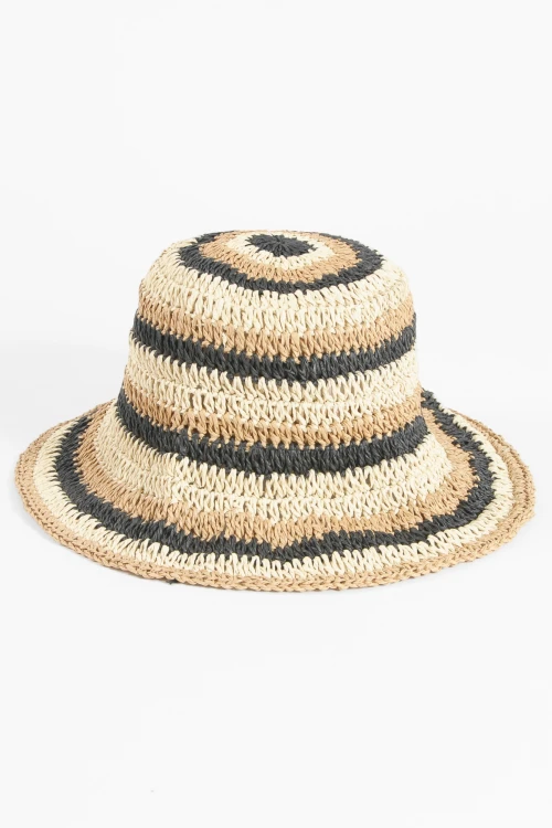 Gorro playero franjas beige