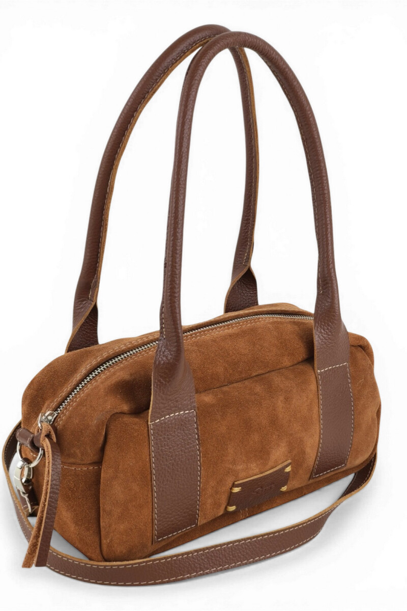 Cartera Baguette en cuero con gamuza Oxido