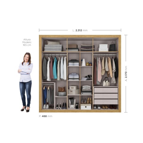 Ropero Armario Montecarlo 6 Puertas 3 Cajones Telescópicos - Marrocos / Off White Ropero Armario Montecarlo 6 Puertas 3 Cajones Telescópicos - Marrocos / Off White