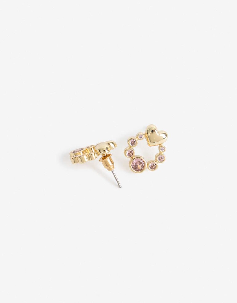 Aros Pasantes Cubic zirconia Aros Corazón Cubic Zirconia - Dorado