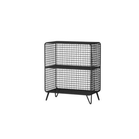 Rack enrejado dos estantes rectangular Negro
