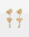 Aros Colgantes Largos Metal Aros Largos De Flores - Dorado
