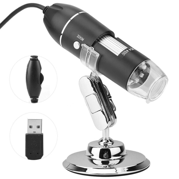 Microscopio Digital Usb 1000x Disparo Jpg Video Avi Con Base Variante Color Negro