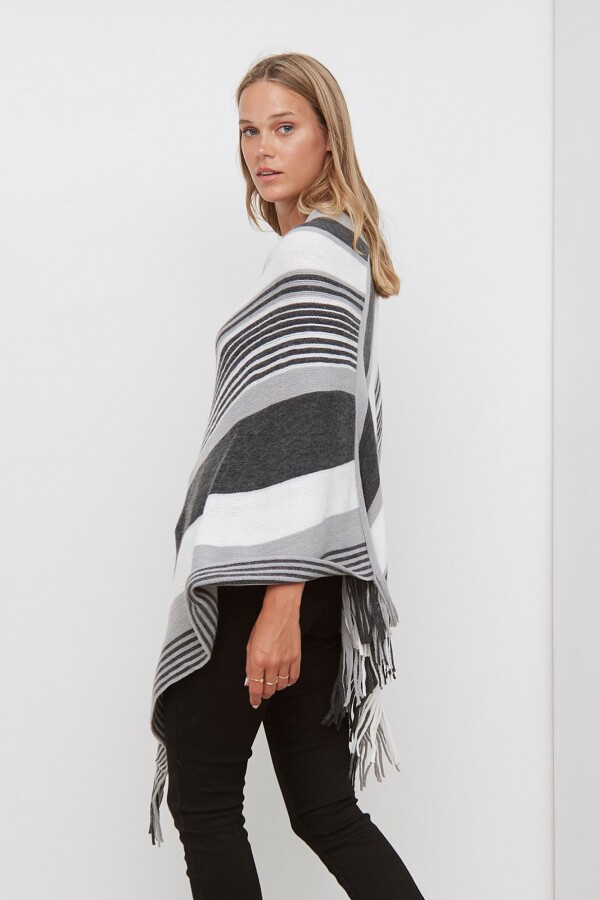 Poncho Lineas NEGRO/GRIS