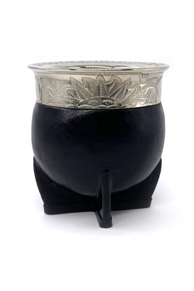 MADE IN URUGUAY MATE IMPERIAL ALPACA Y BRONCE CERAMICA NEGRO